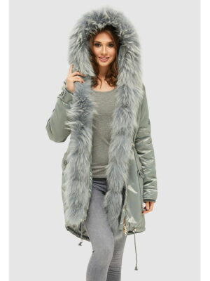 Зимняя парка Мех + енот бирюза