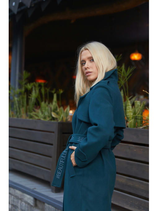 Демисезонное пальто зеленое — изображение 4