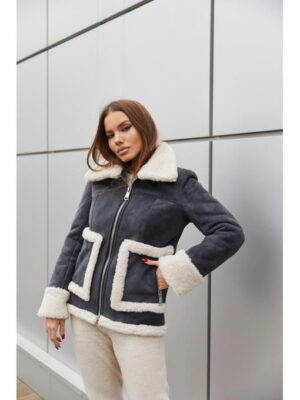 Дубленка синяя