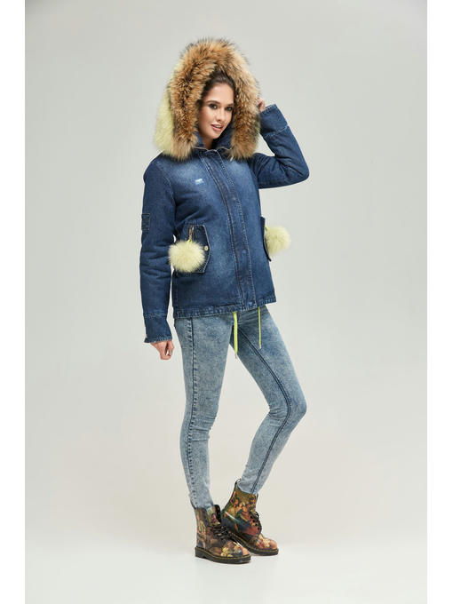 Зимняя джинсовая парка синий джинс — изображение 2