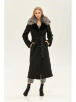 Зимняя дубленка черная