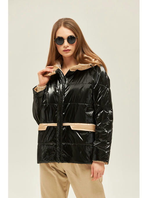 Демисезонная куртка черная + бежевая — изображение 2