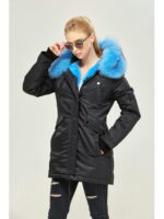 Зимняя парка черная + голубая