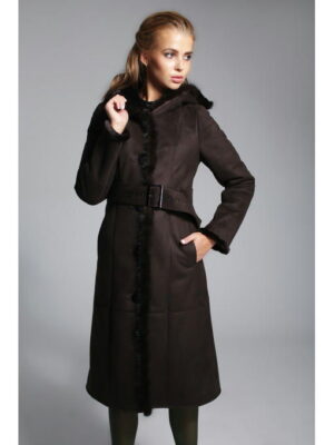 Зимняя дубленка шоколад