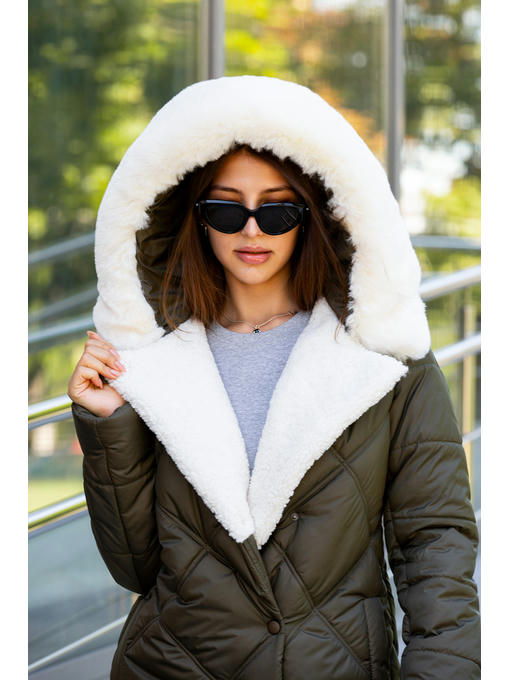 Зимнее пальто хаки — изображение 2