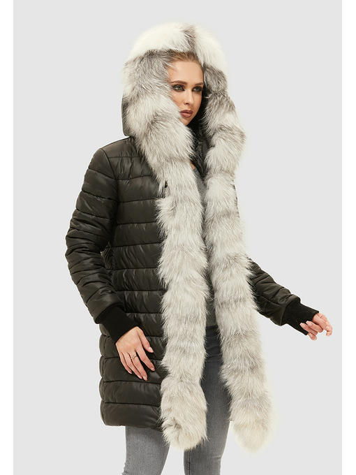 Зимняя парка черная + белая мех — изображение 4