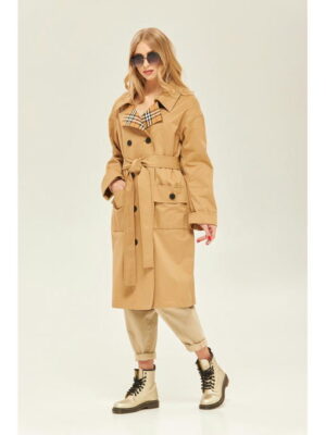 Демисезонный тренч кемел + рыжая клетка