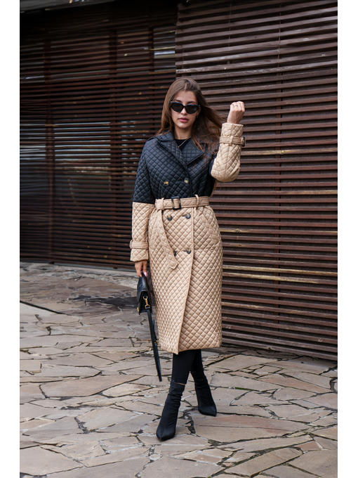 Демисезонный плащ бежевый + черный