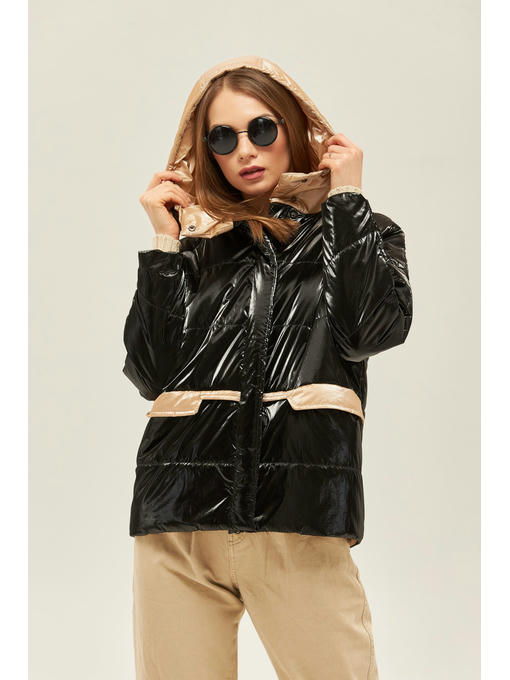 Демисезонная куртка черная + бежевая