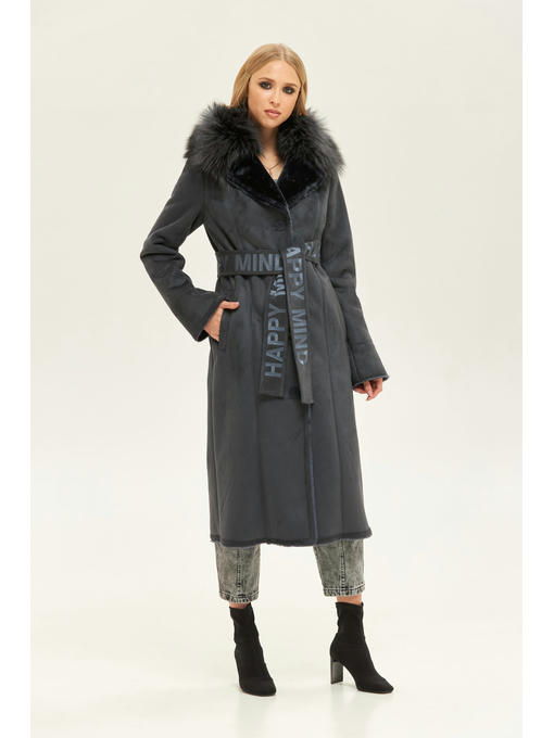 Зимняя дубленка деним