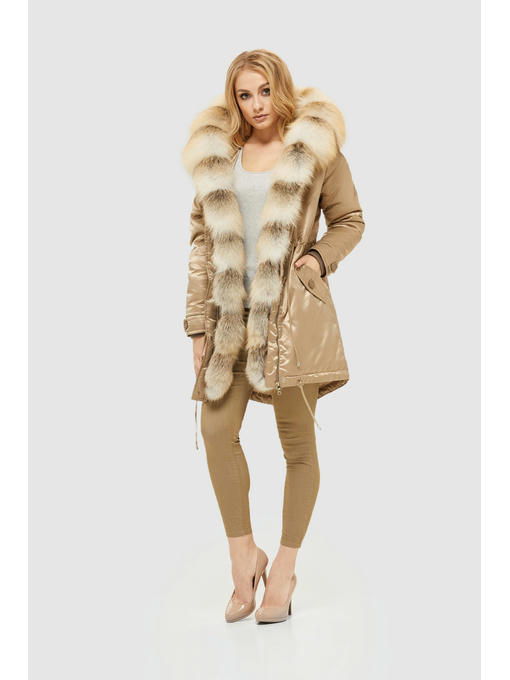 Зимняя парка Мех бежевая — изображение 3