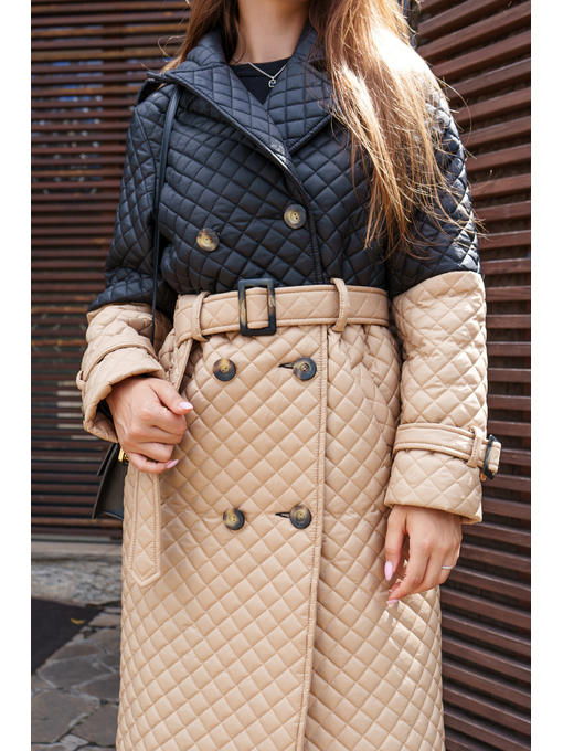 Демисезонный плащ бежевый + черный — изображение 3