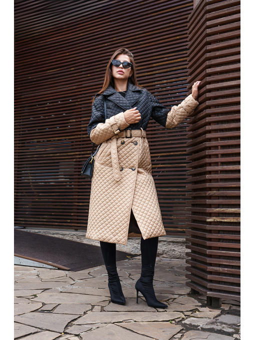 Демисезонный плащ бежевый + черный — изображение 4