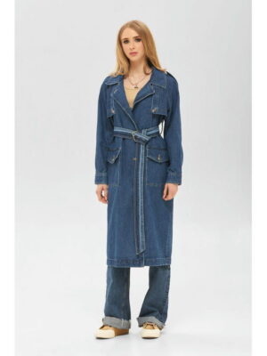 Демисезонный тренч синий