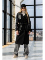 Демисезонное Пальто черное + утеплитель