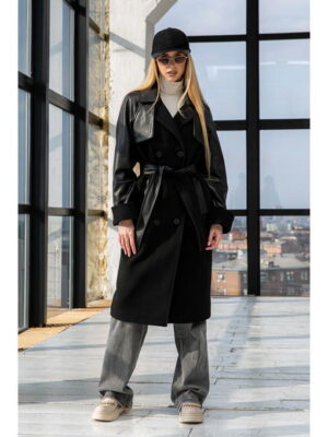 Демисезонное Пальто черное + утеплитель