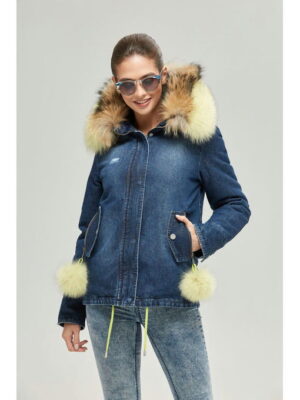 Зимняя джинсовая парка синий джинс